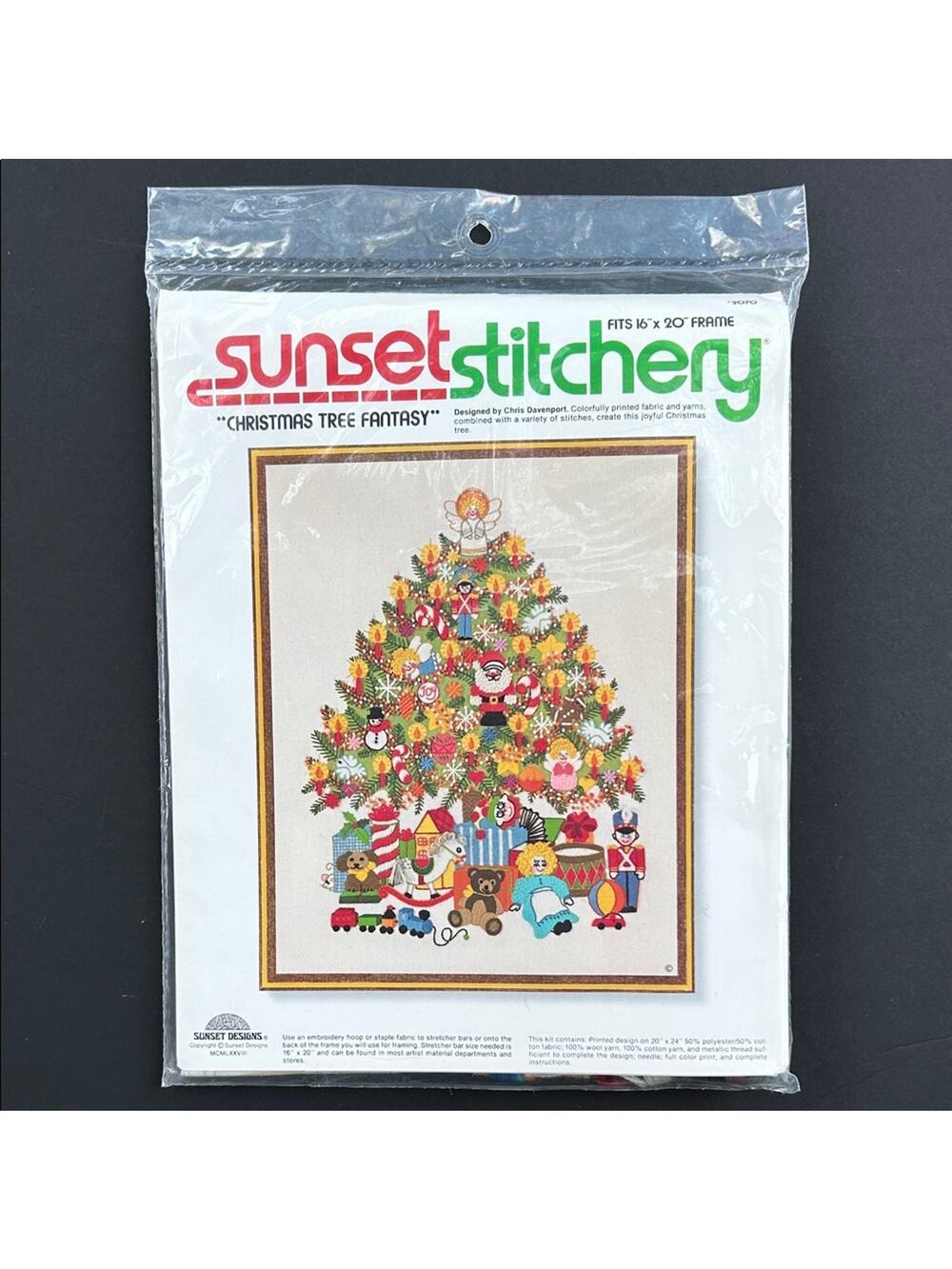 Vintage 1970s Sunset Stitchery “Christmas Tree Fantasy Kit” New and Unopened